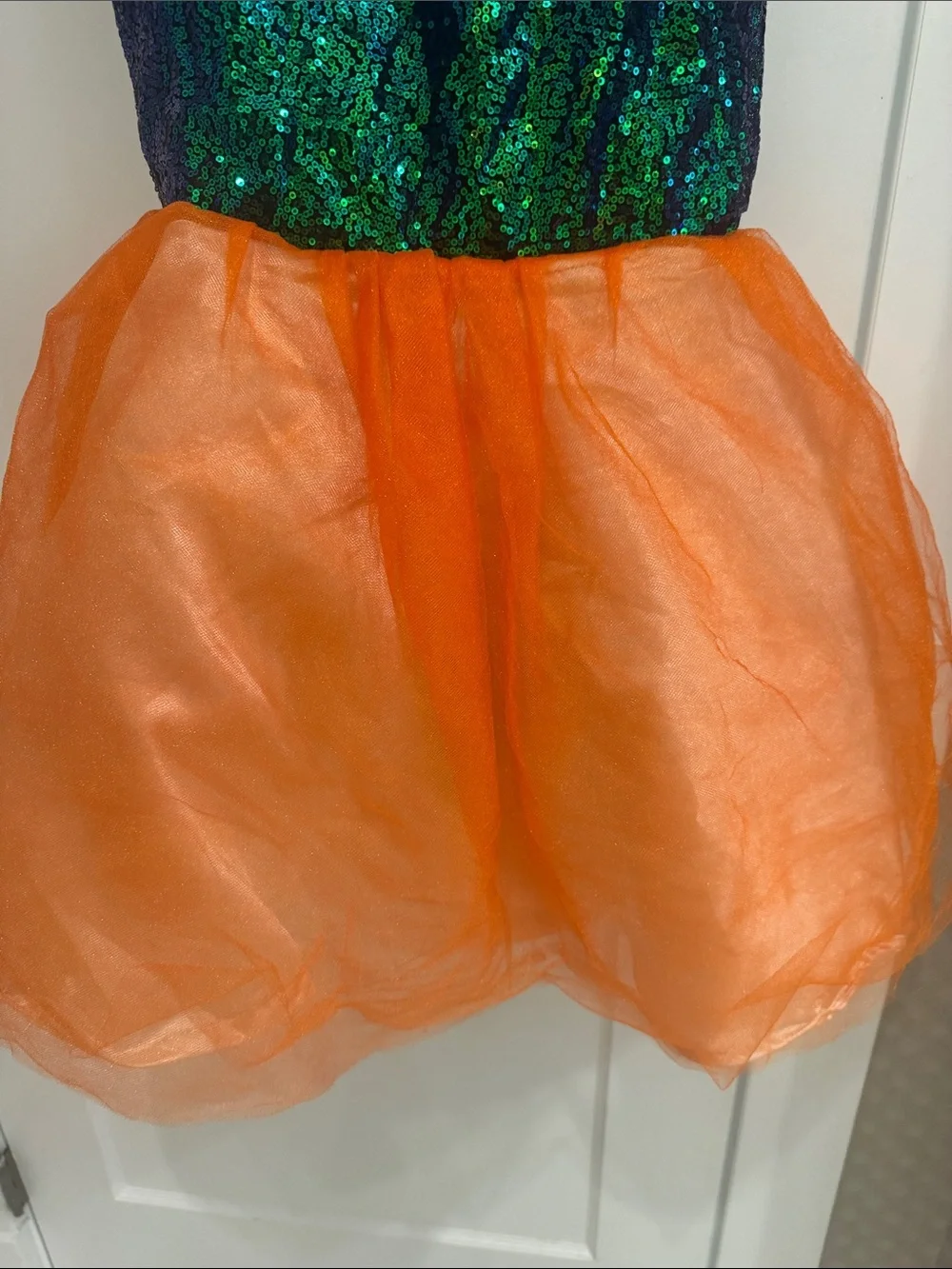 Sequin Mermaid Costume Set - Green and Orange kids large